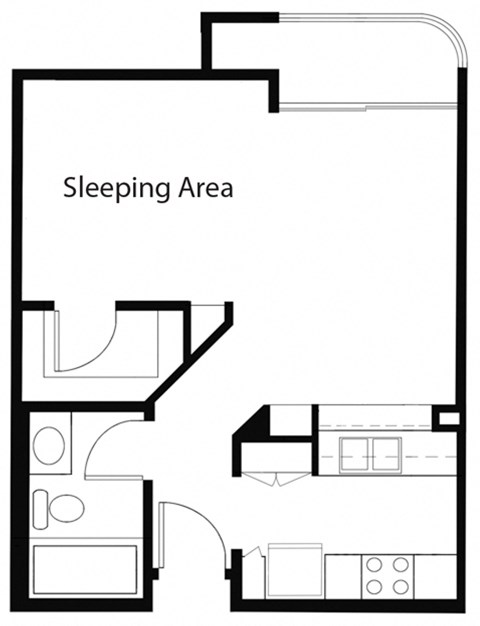 Floor plan for studio, 1 bath, 468 sqft